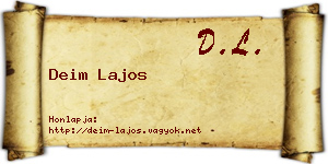 Deim Lajos névjegykártya